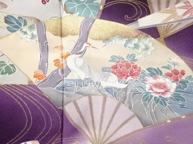  扇に花鳥模様訪問着
